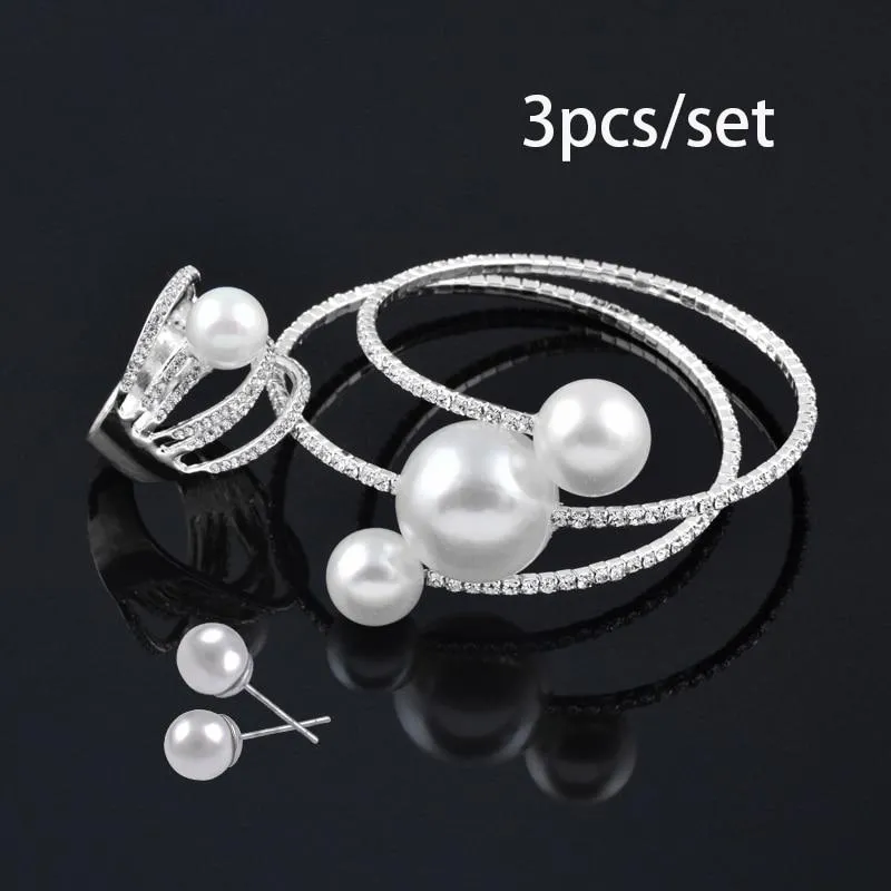 Trendy Fashion Jewellery Multi Layer Large Pearl Charm Bracelets For Women