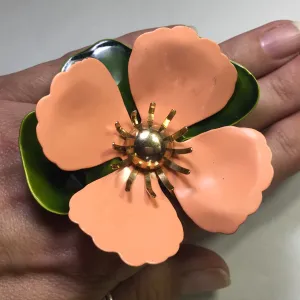 Upcycled Vintage Flower Ring. Water Lily Flower Ring. Vintage Recycled Jewelry. Sarah Coventry