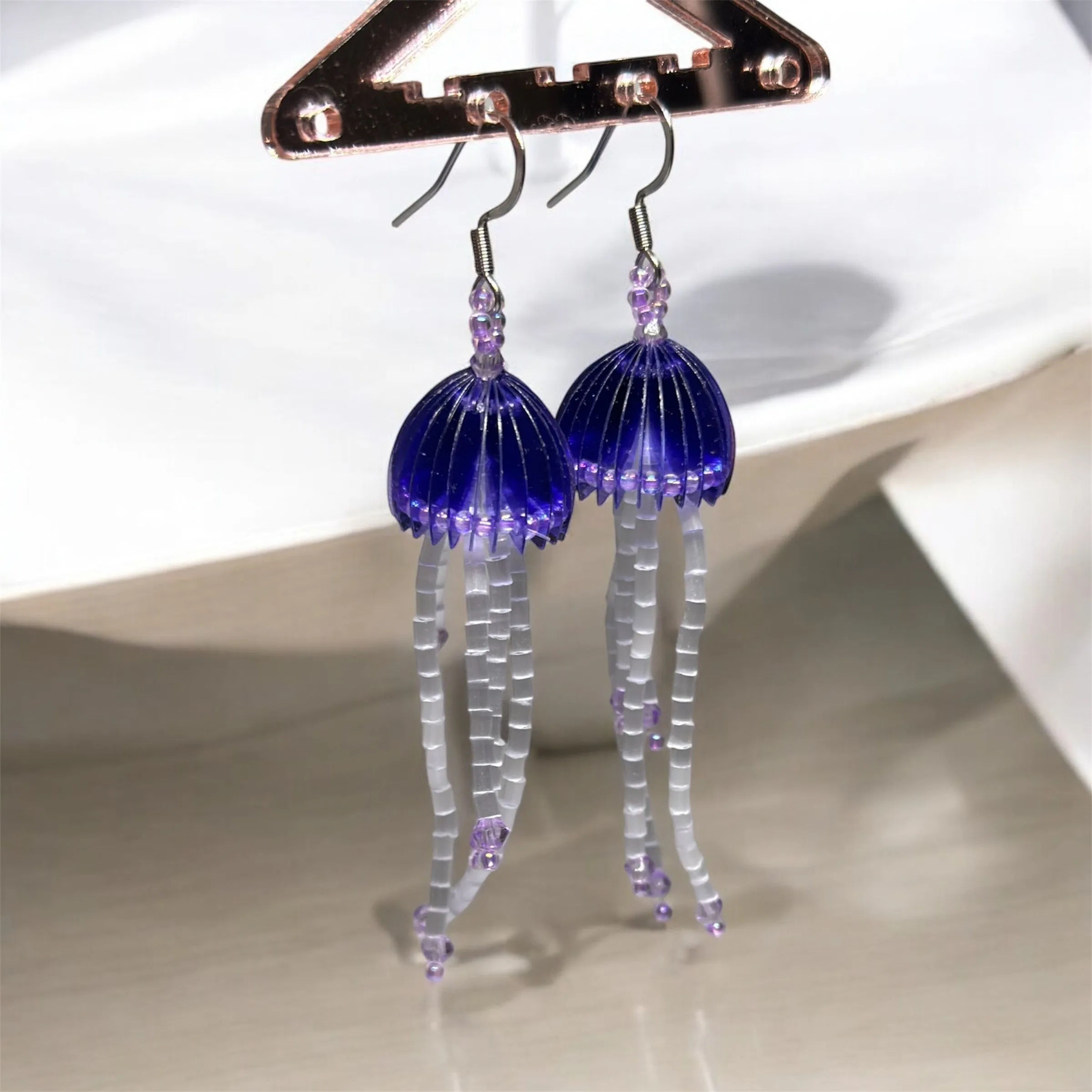 Whimsical - Purple jellyfish with beads tentacles