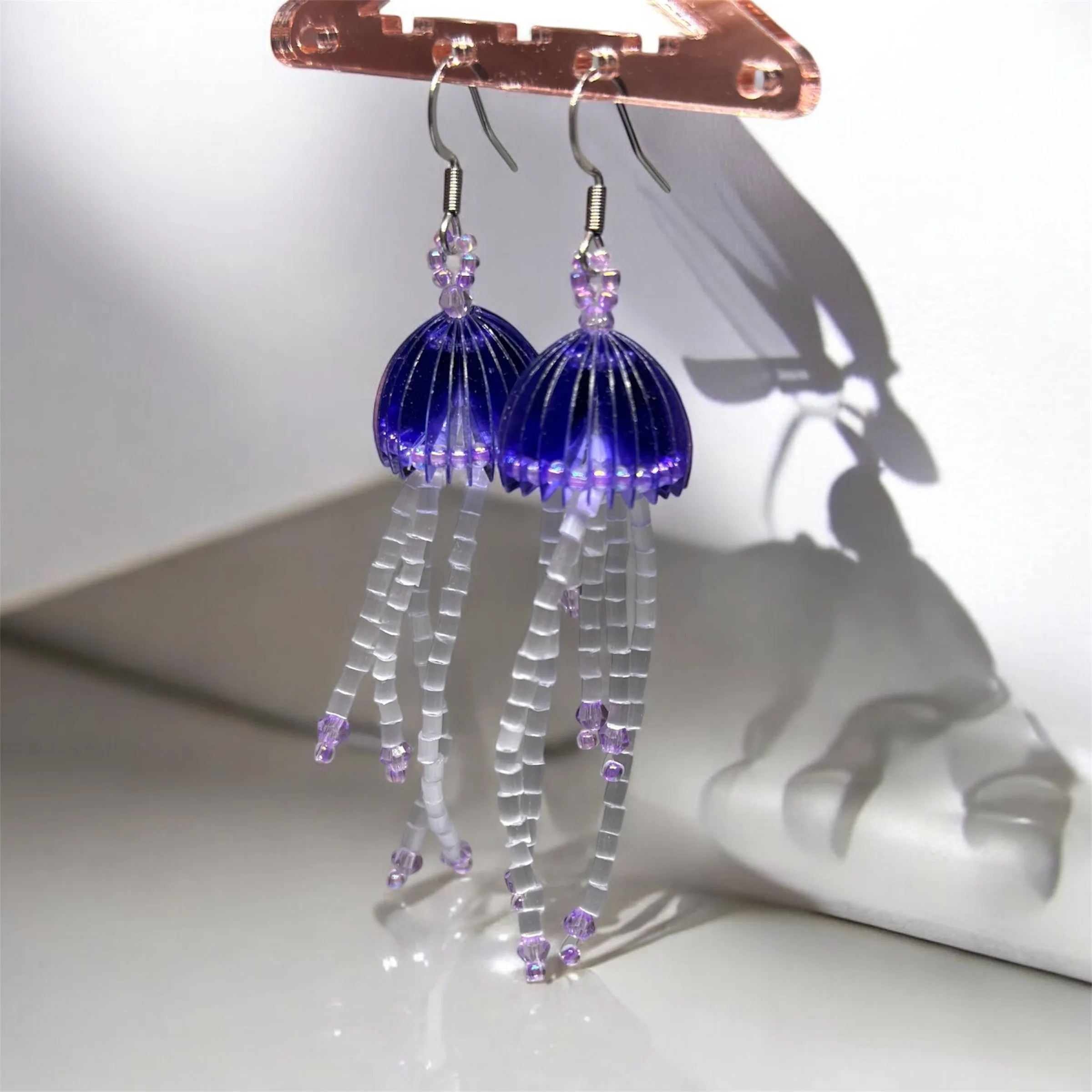 Whimsical - Purple jellyfish with beads tentacles