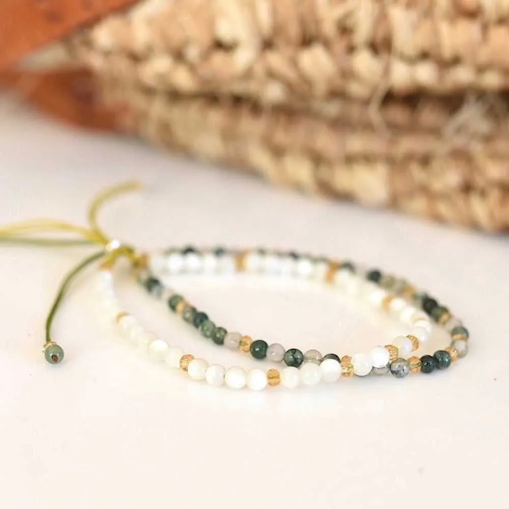 White Shell Adjustable Gemstone Bracelet