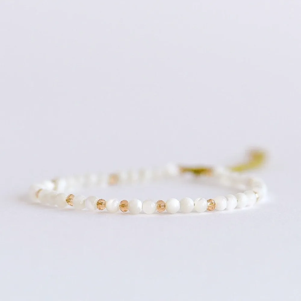 White Shell Adjustable Gemstone Bracelet