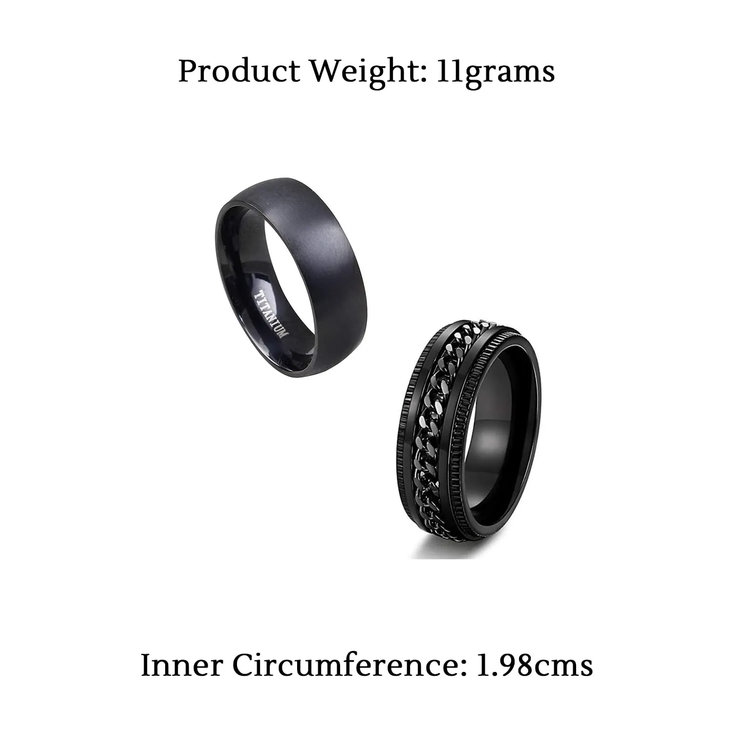 Yellow Chimes Combo Black Rings For Men | Pack of 2 Stainless Steel Men Rings | Design Black Finger Rings for Boys | Ideal Gift For Men and Boys